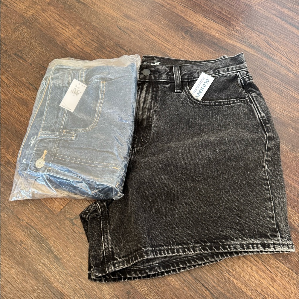 Old Navy Black Washed and denim wow baggy high rise shorts